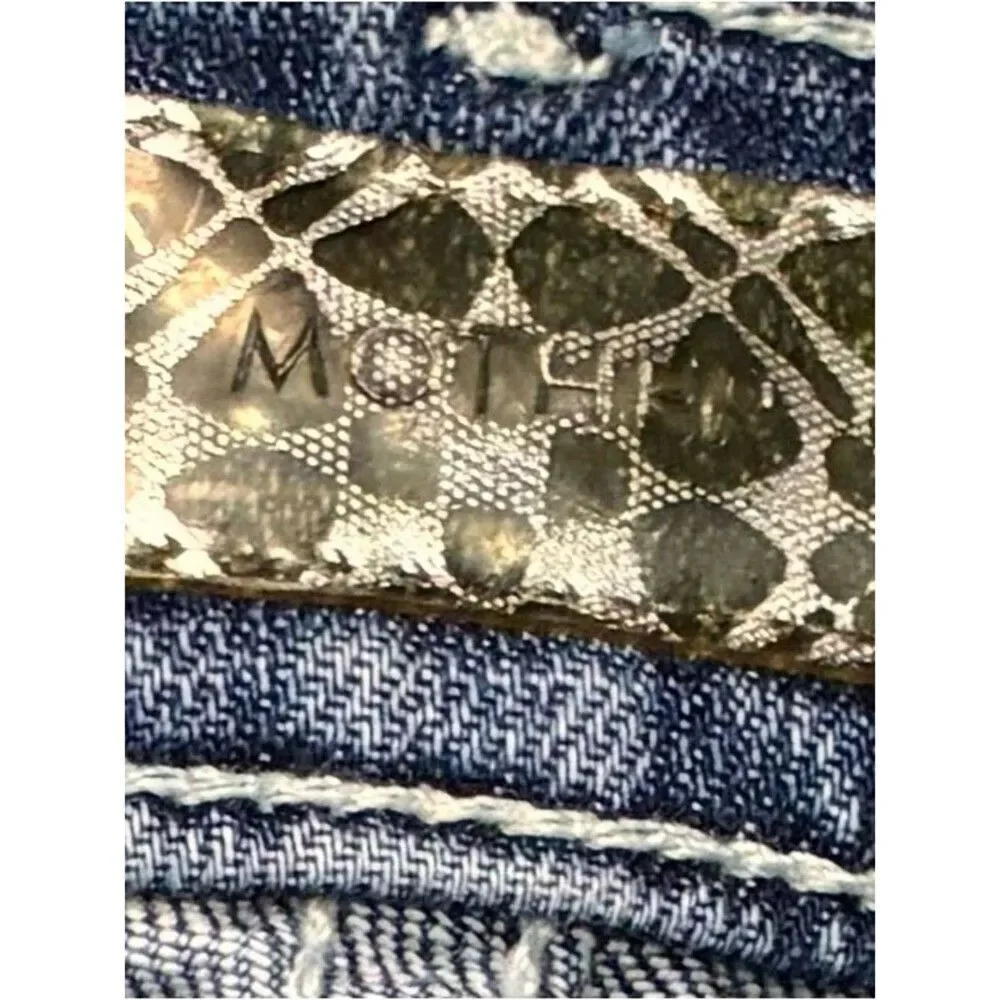 MOTHER The Muse Ankle Jeans 24x28 Blue Hooked Destroyed Stretch Denim EUC